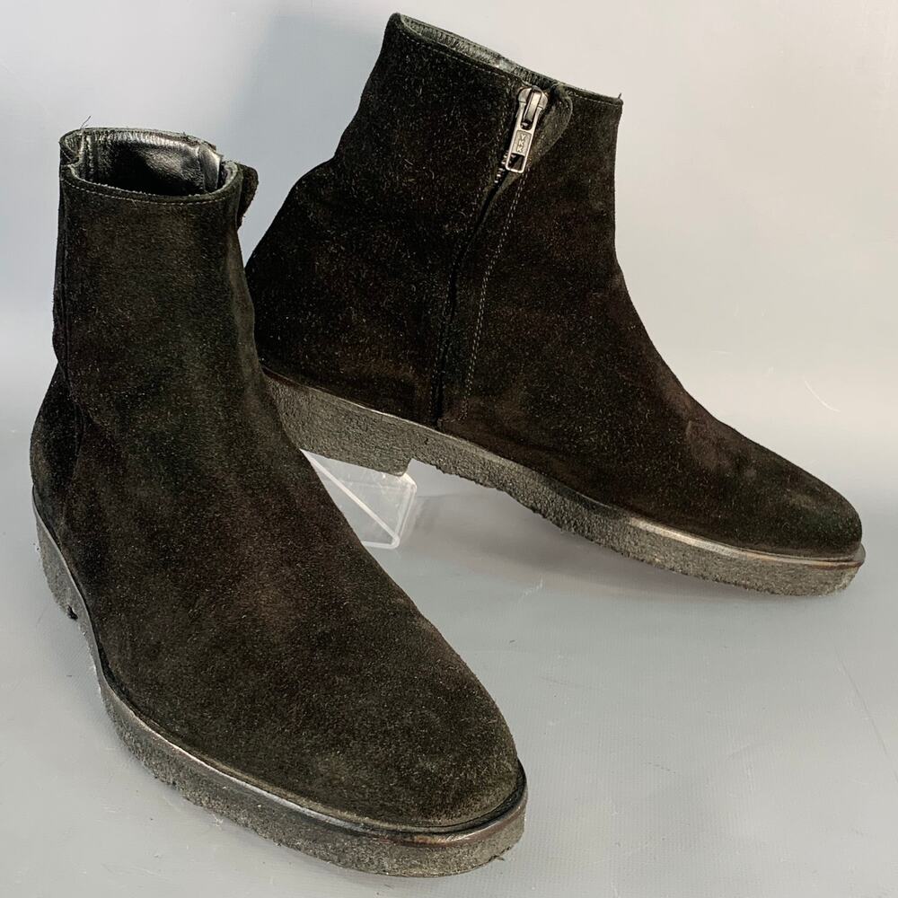 COMMON PROJECTS Size 8 Black Suede Side Zipper Ankle Boots